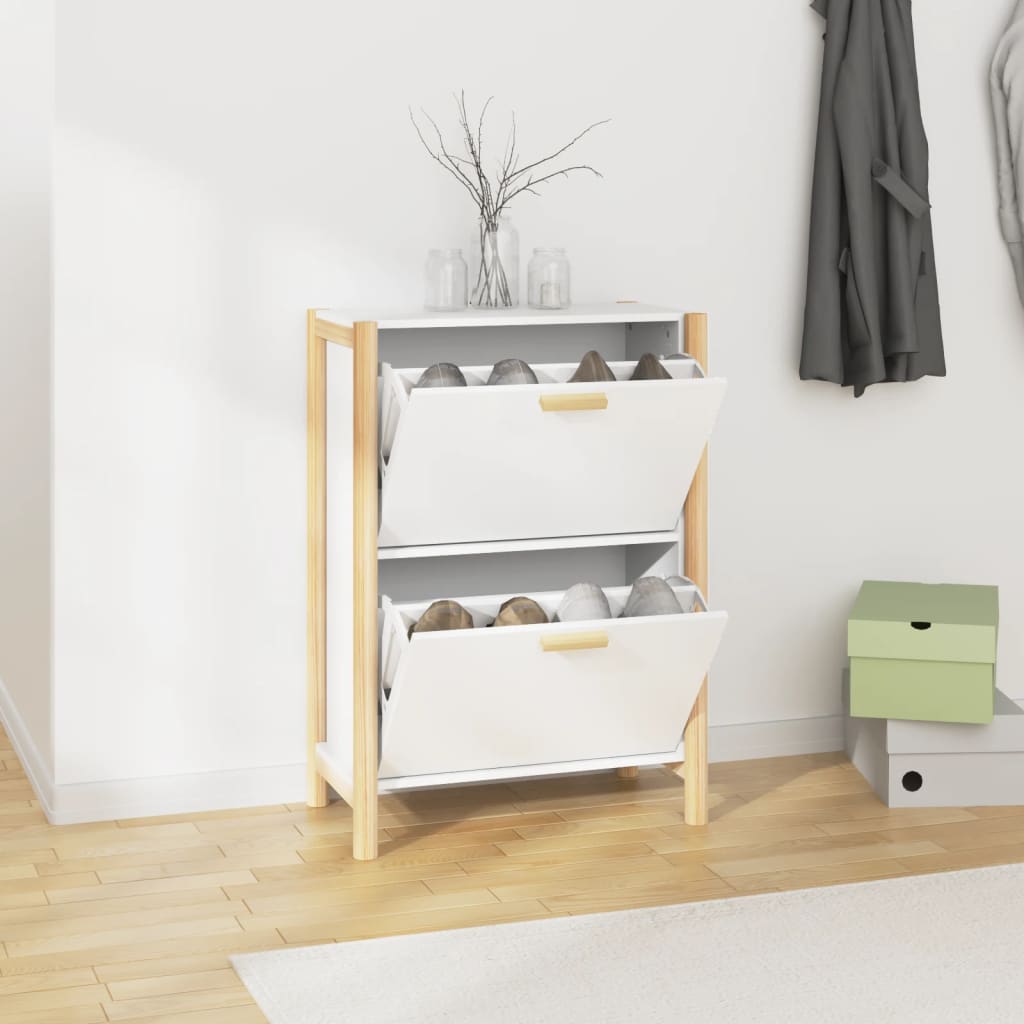 Scarpiera Bianca 57,5x33x80 Cm In Legno Multistrato