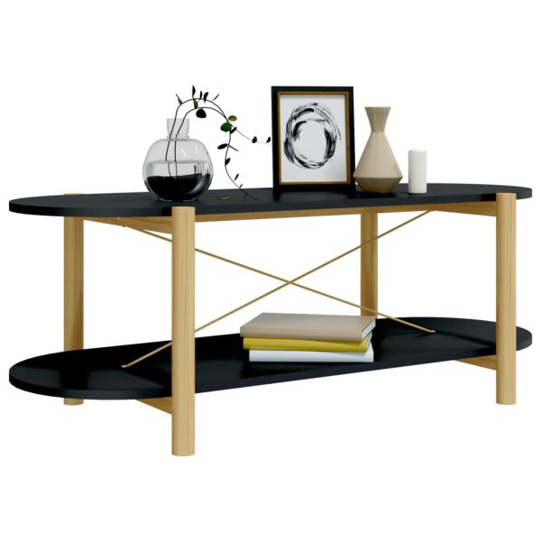 Tavolino Da Salotto Nero 110x48x40 Cm In Legno Multistrato - Image 4