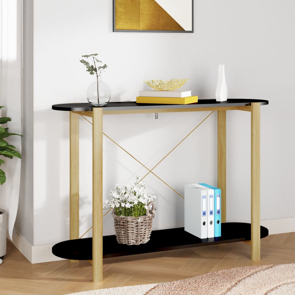 Tavolino Consolle Nero 110x38x75 Cm In Legno Multistrato