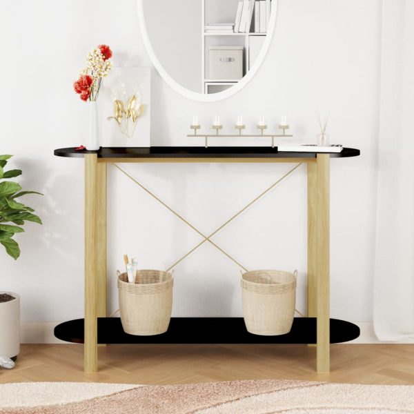 Tavolino Consolle Nero 110x38x75 Cm In Legno Multistrato - Image 3