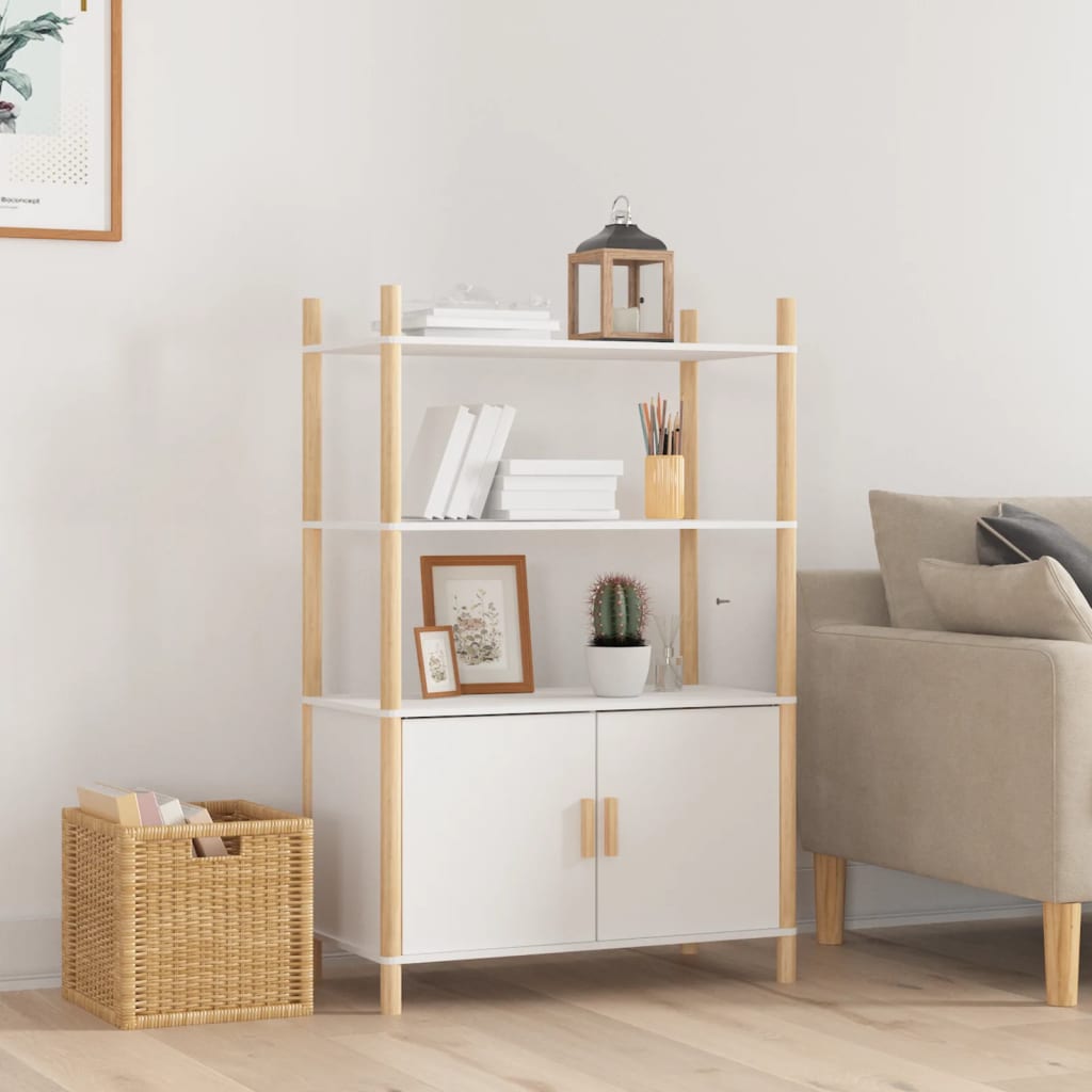 Credenza Bianca 80x40x121 Cm In Legno Multistrato