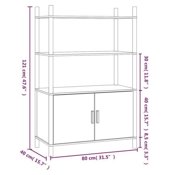 Credenza Bianca 80x40x121 Cm In Legno Multistrato - Image 6