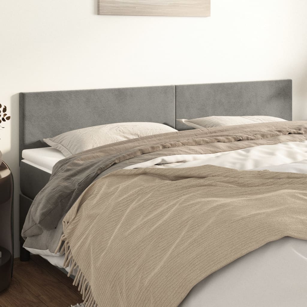 Testiera 2 Pz Grigio Chiaro 80x5x78/88 Cm In Velluto
