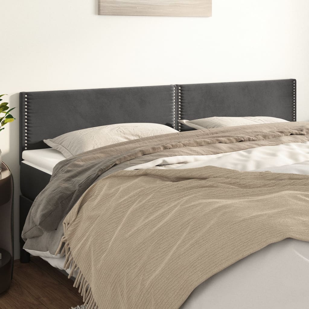 Testiera 2 Pz Grigio Scuro 90x5x78/88 Cm In Velluto