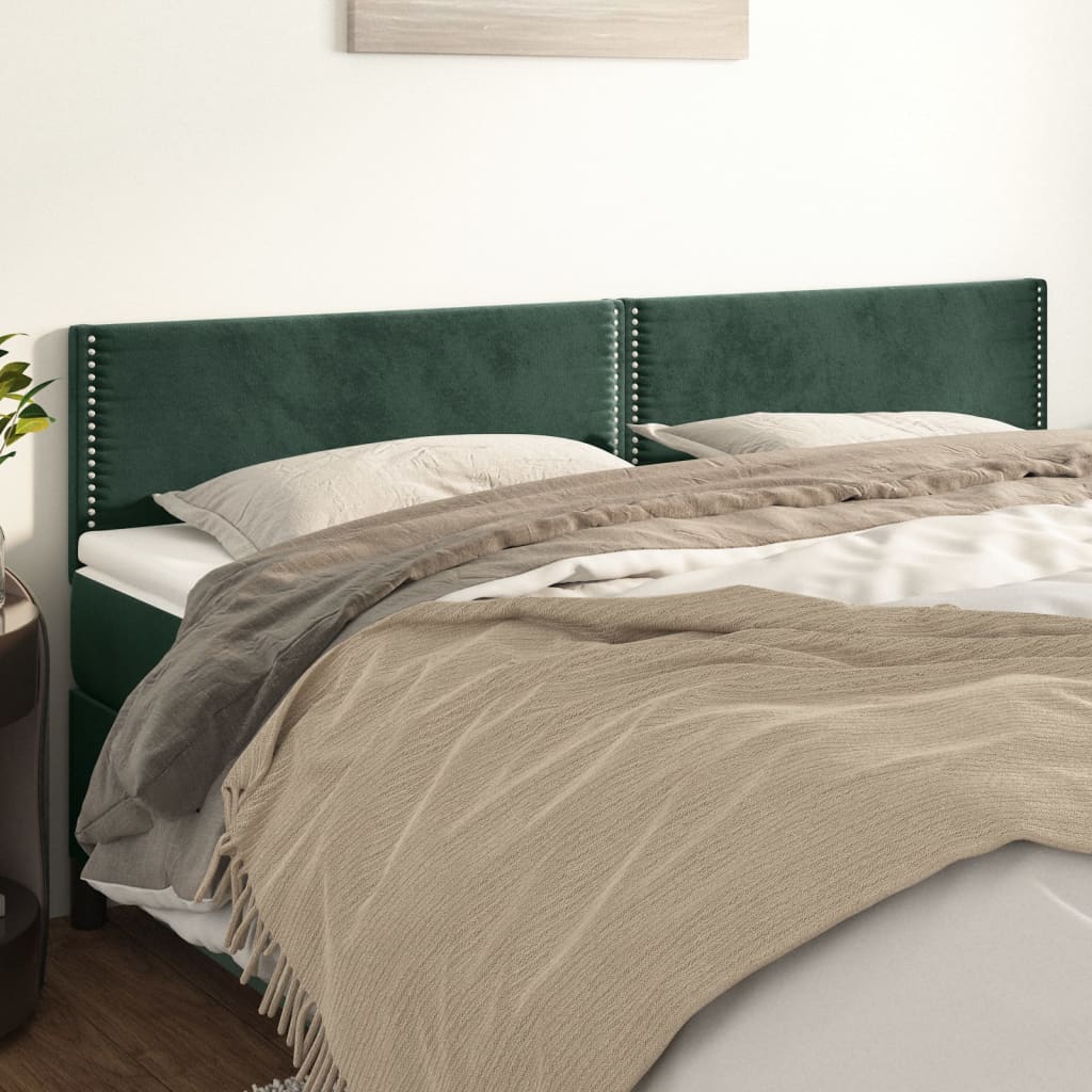 Testiera 2 Pz Verde Scuro 90x5x78/88 Cm In Velluto