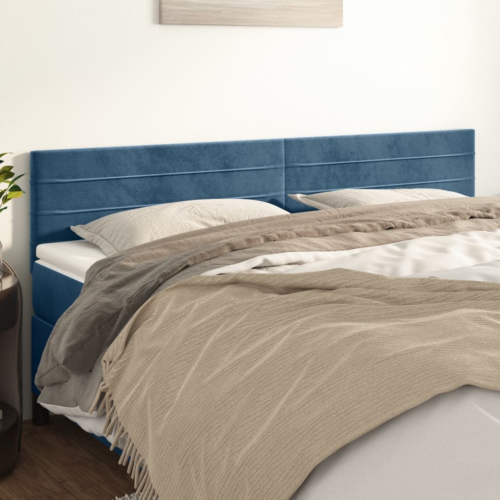 Testiera 2 Pz Blu Scuro 90x5x78/88 Cm In Velluto