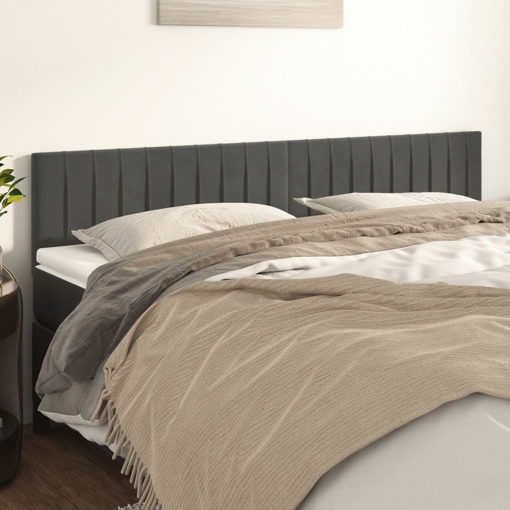 Testiera 2 Pz Grigio Scuro 80x5x78/88 Cm In Velluto