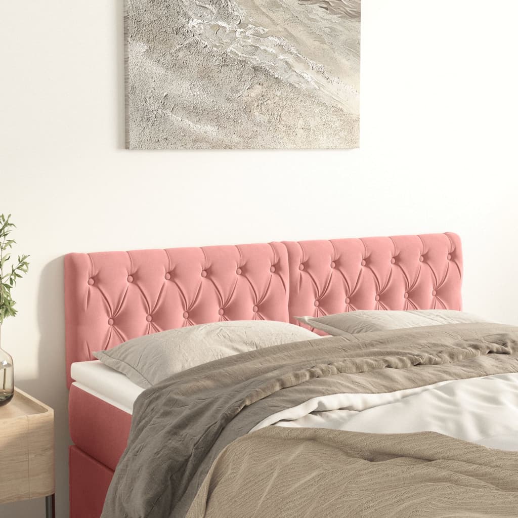Testiera 2 Pz Rosa 80x7x78/88 Cm In Velluto