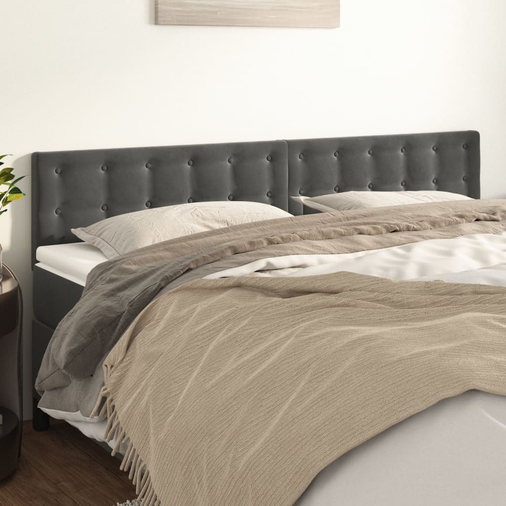 Testiere 2 Pz Grigio Scuro 100x5x78/88 Cm In Velluto