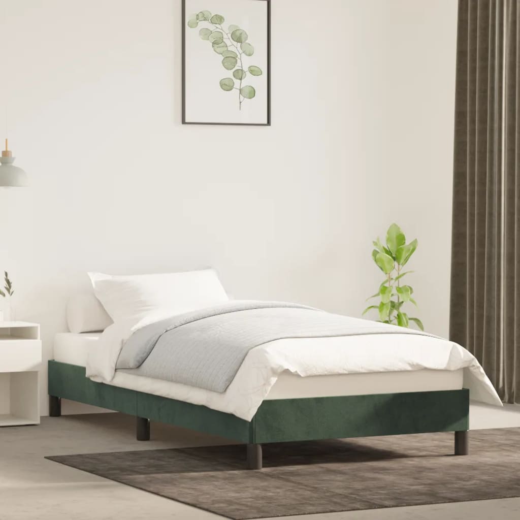 Giroletto Senza Materasso Verde Scuro 80x200 Cm In Velluto