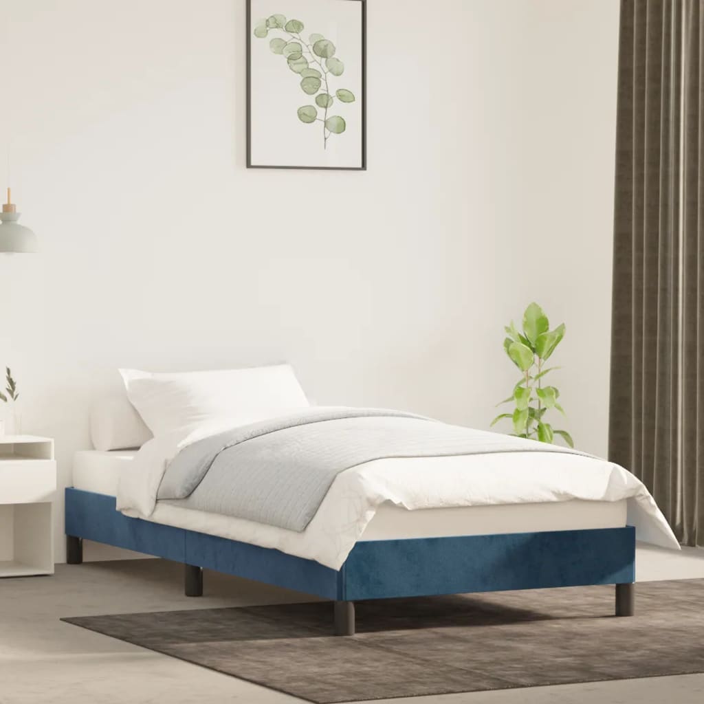 Giroletto Senza Materasso Blu Scuro 80x200 Cm In Velluto