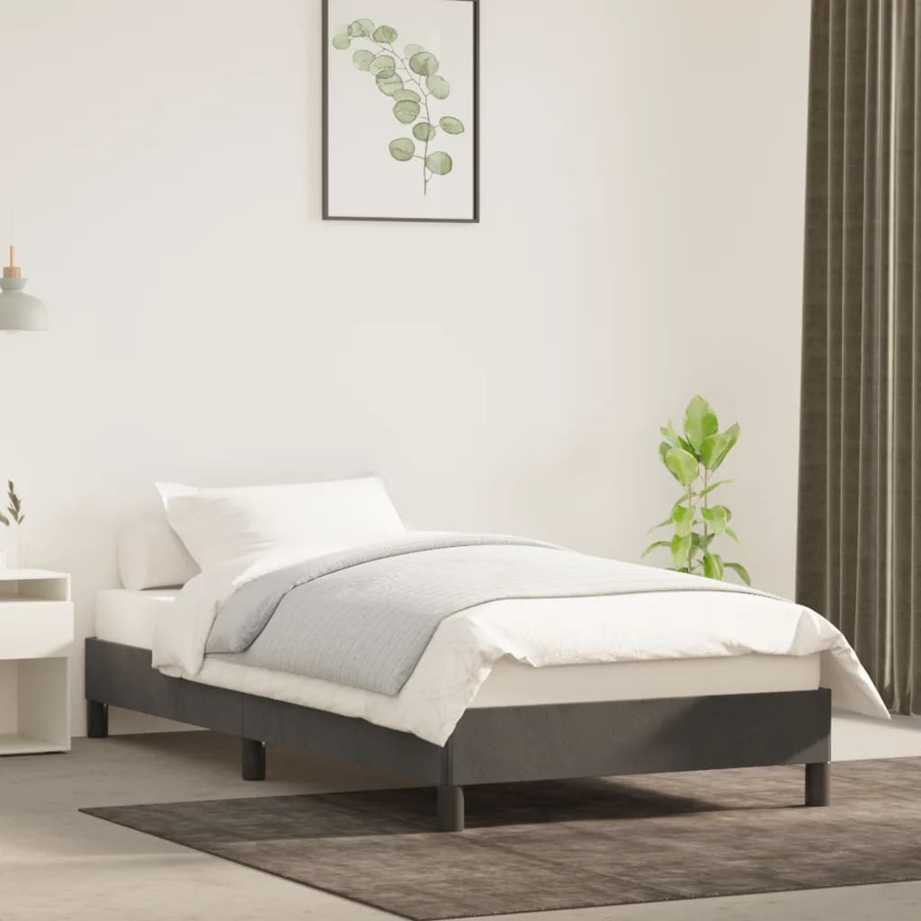 Giroletto Senza Materasso Grigio Scuro 90x190 Cm Velluto
