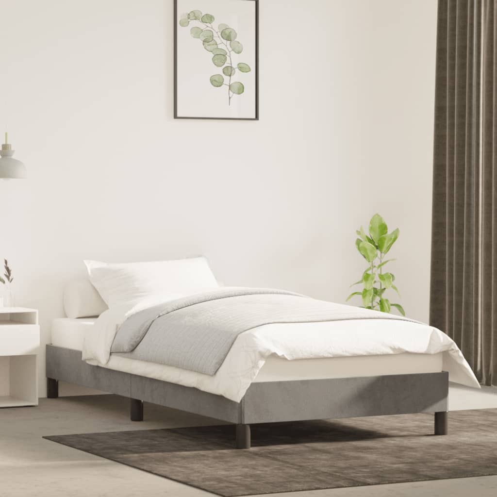 Giroletto Senza Materasso Grigio Chiaro 90x200 Cm Velluto