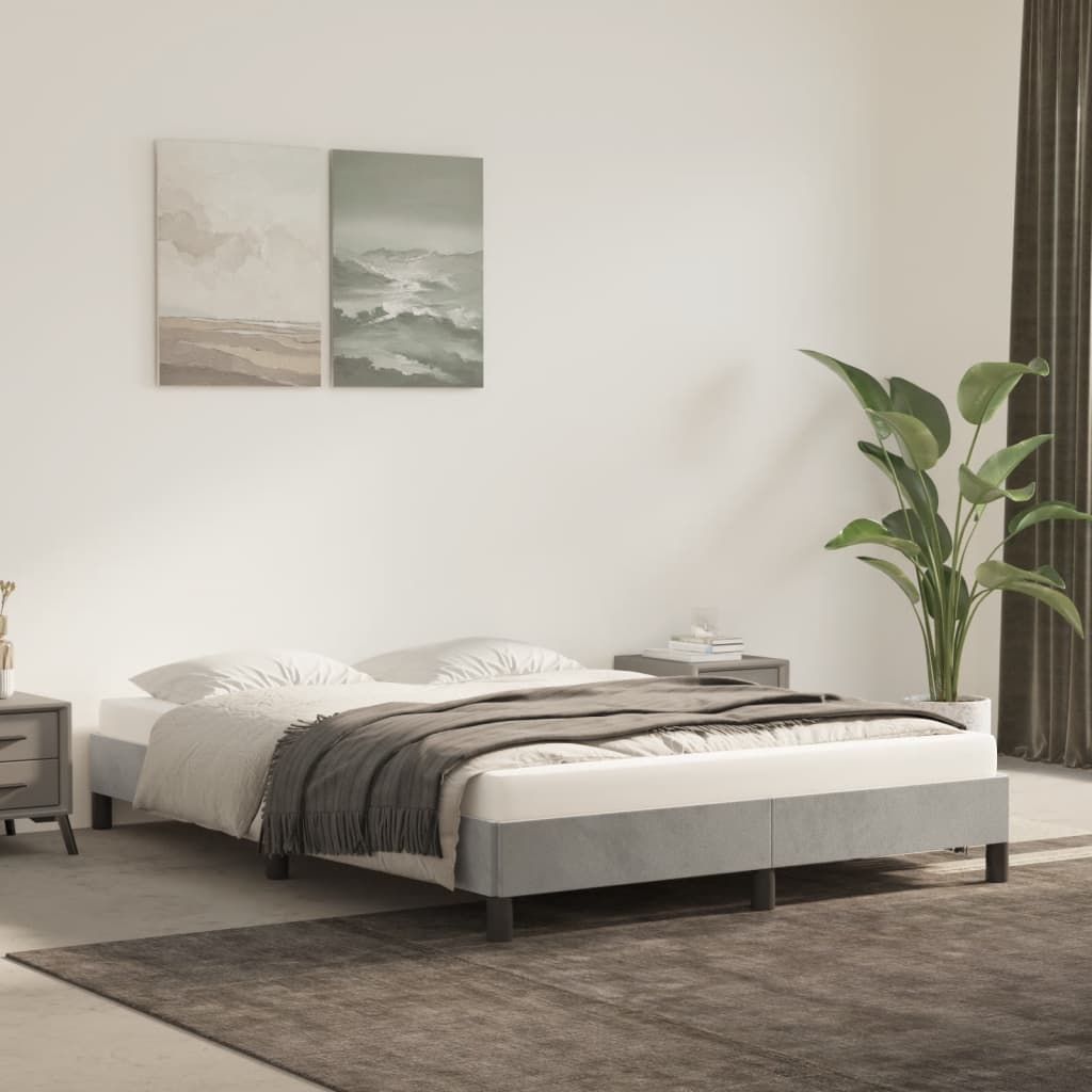 Giroletto Senza Materasso Grigio Chiaro 140x200 Cm Velluto