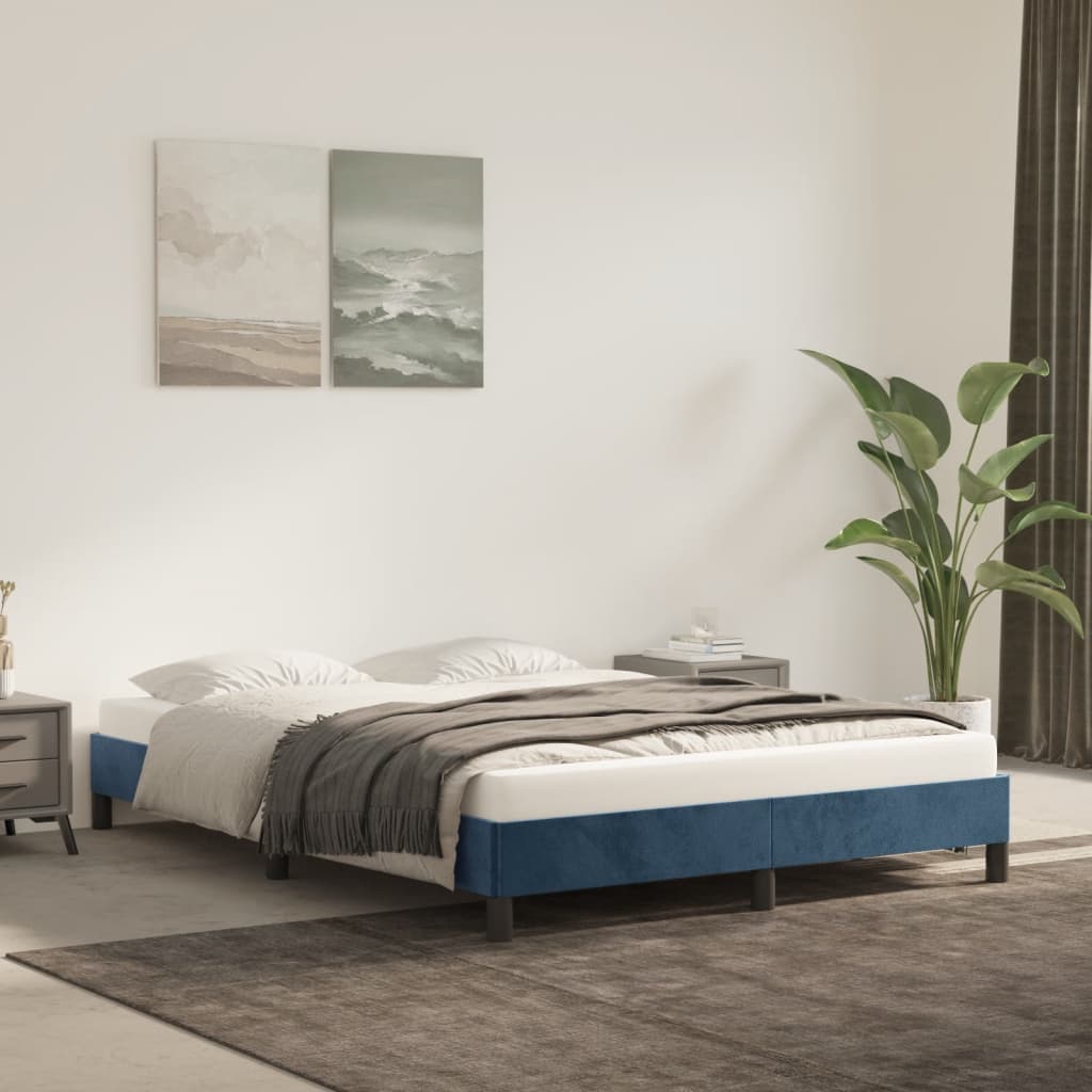 Giroletto Senza Materasso Blu Scuro 140x200 Cm Velluto