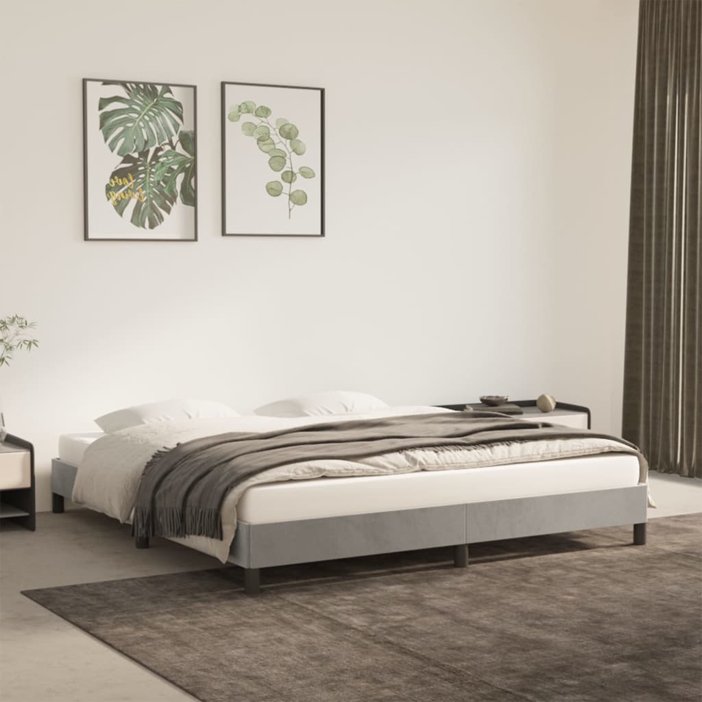 Giroletto Senza Materasso Grigio Chiaro 180x200 Cm Velluto