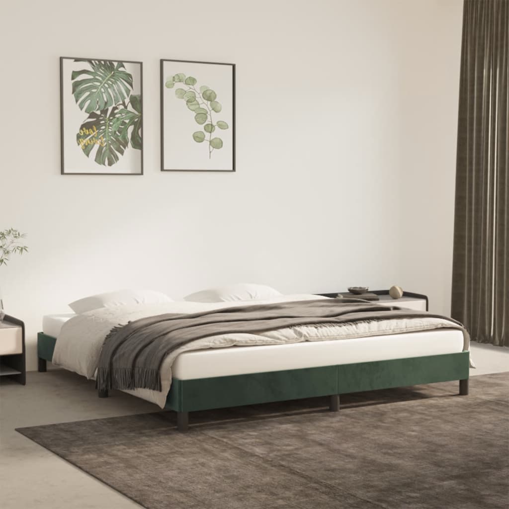 Giroletto Senza Materasso Verde Scuro 180x200 Cm In Velluto
