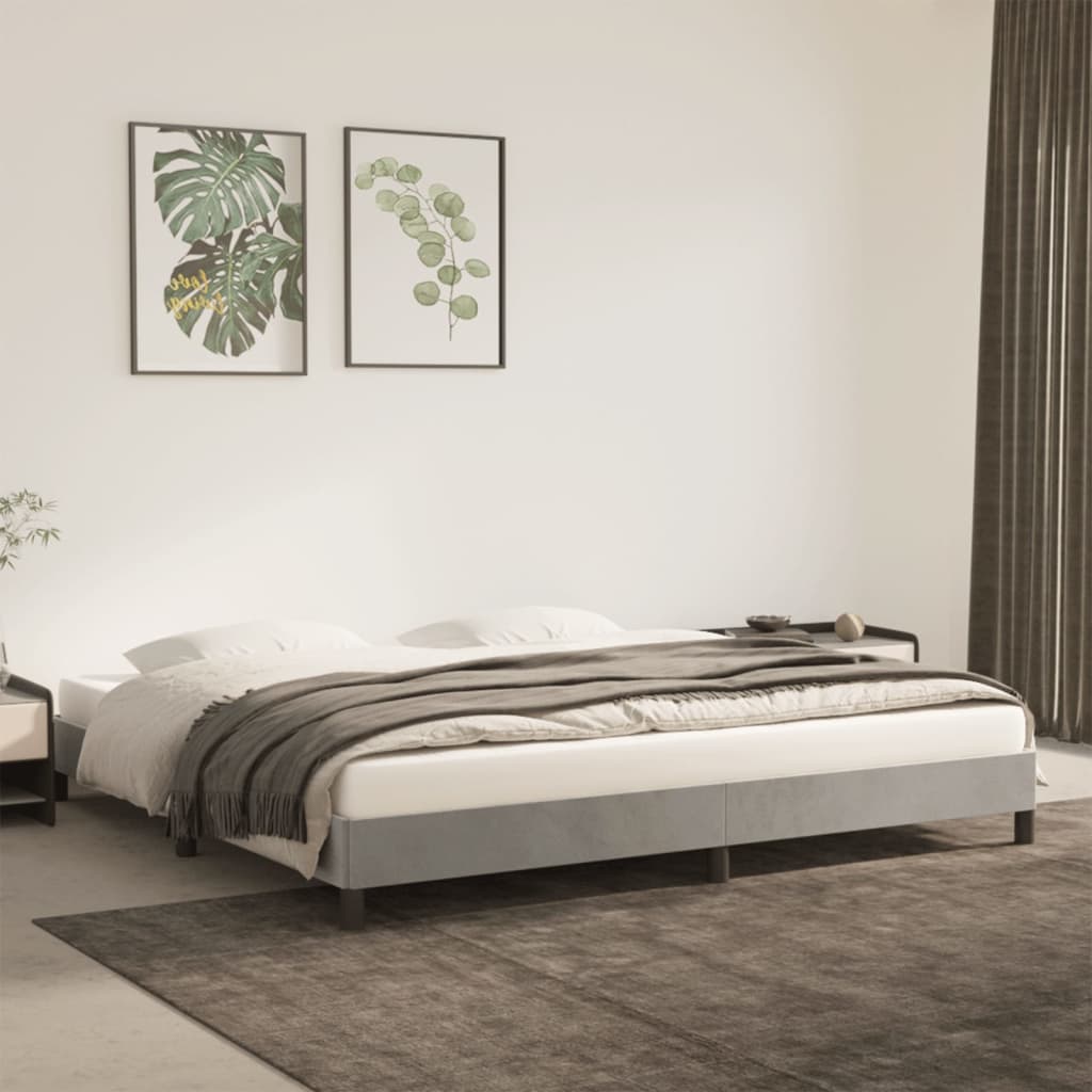 Giroletto Senza Materasso Grigio Chiaro 200x200 Cm Velluto