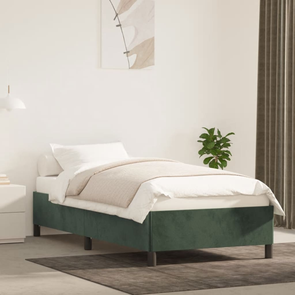 Giroletto Senza Materasso Verde Scuro 90x190 Cm In Velluto