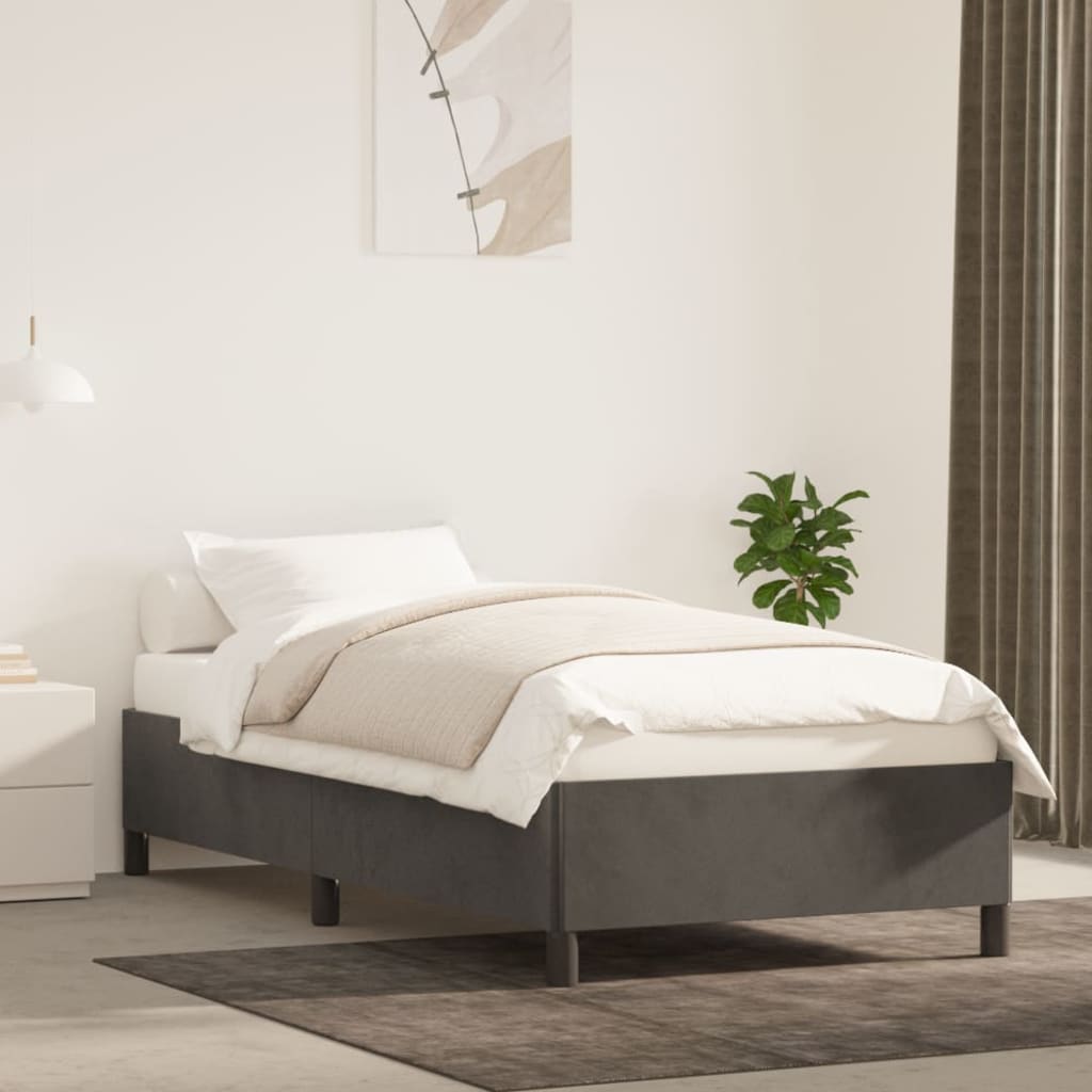 Giroletto Senza Materasso Grigio Scuro 90x200 Cm Velluto