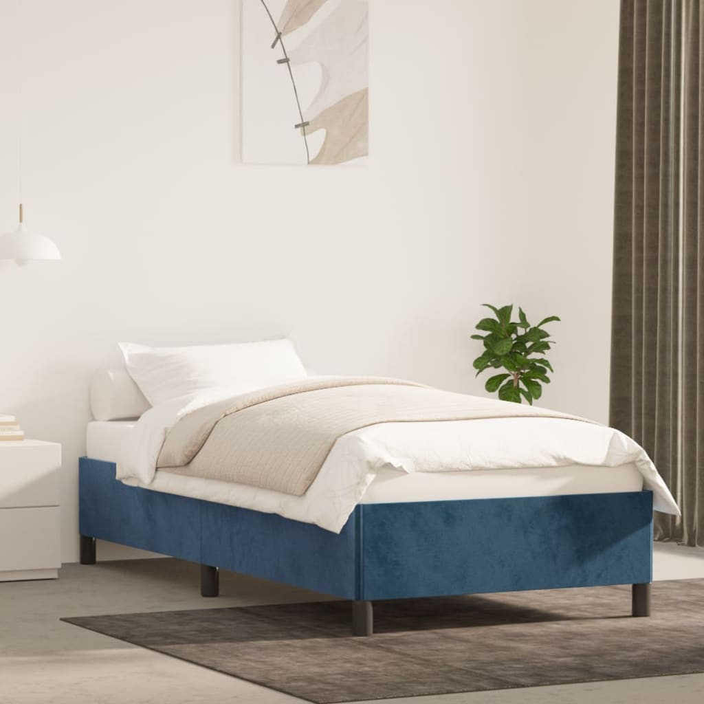 Giroletto Senza Materasso Blu Scuro 90x200 Cm In Velluto