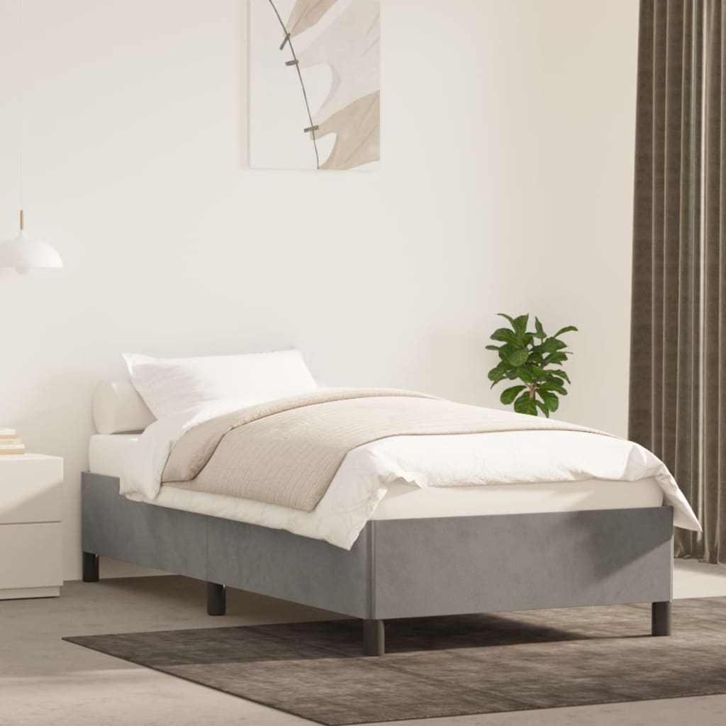 Giroletto Senza Materasso Grigio Chiaro 100x200 Cm Velluto