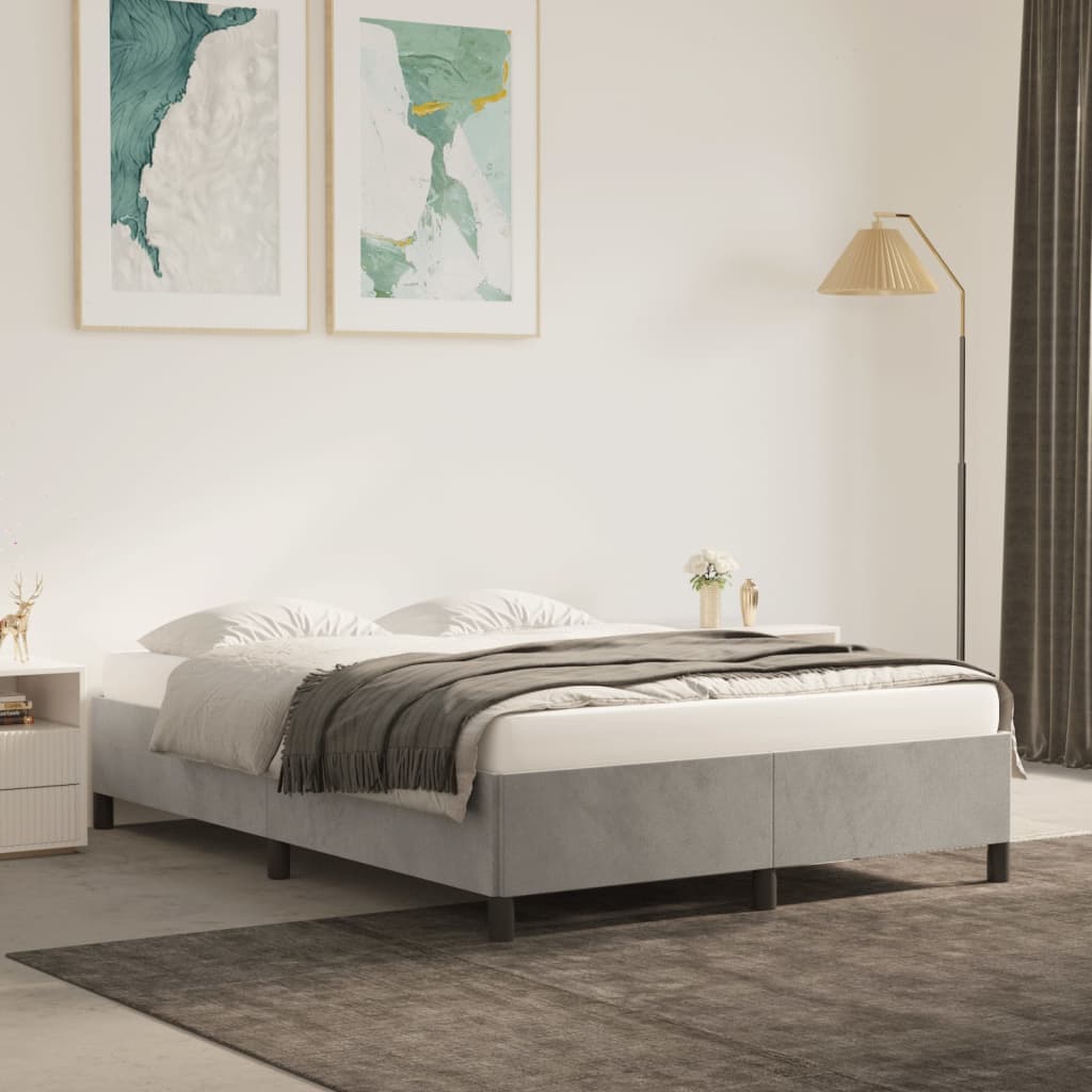 Giroletto Senza Materasso Grigio Chiaro 140x190 Cm Velluto