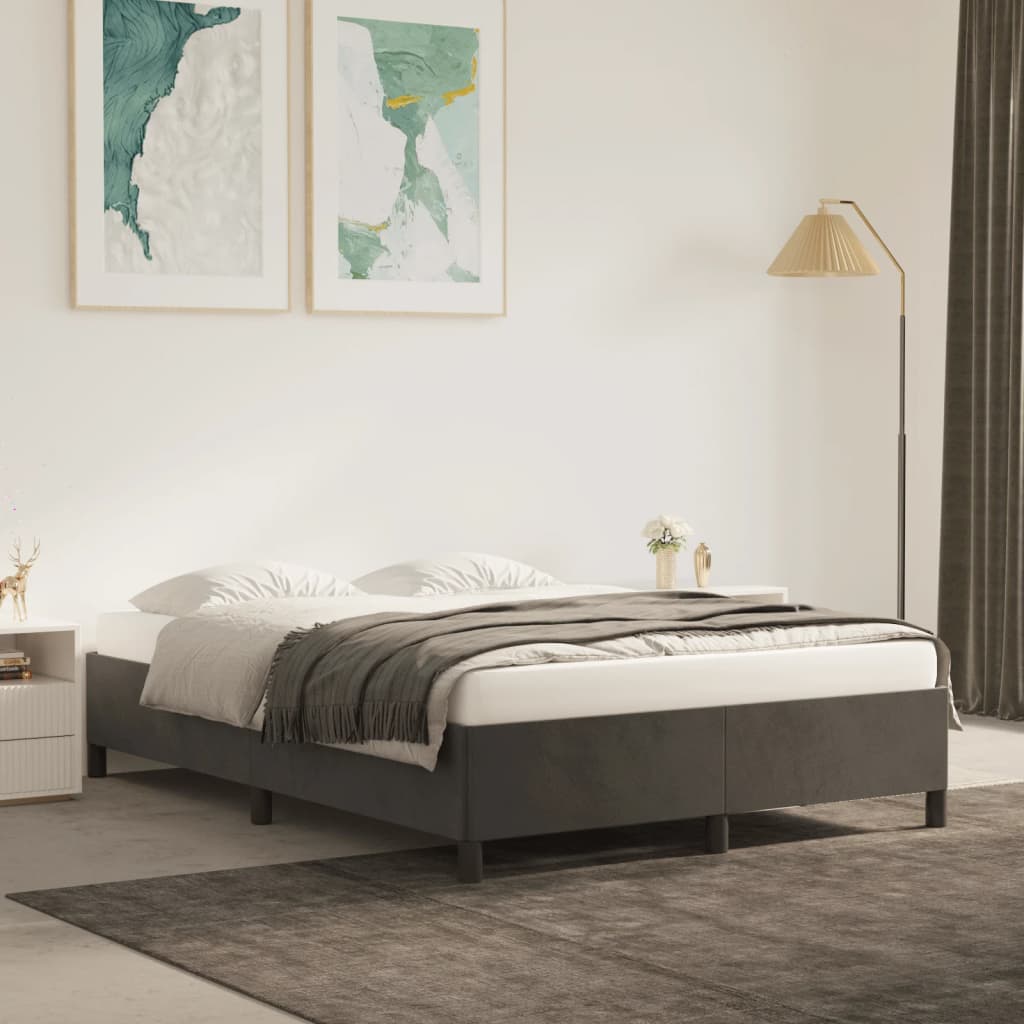 Giroletto Senza Materasso Grigio Scuro 140x190 Cm Velluto