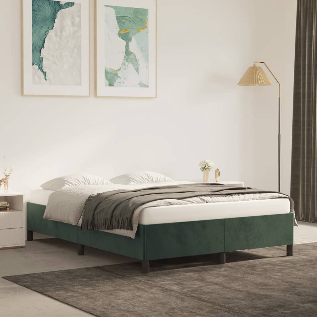 Giroletto Senza Materasso Verde Scuro 140x200 Cm In Velluto