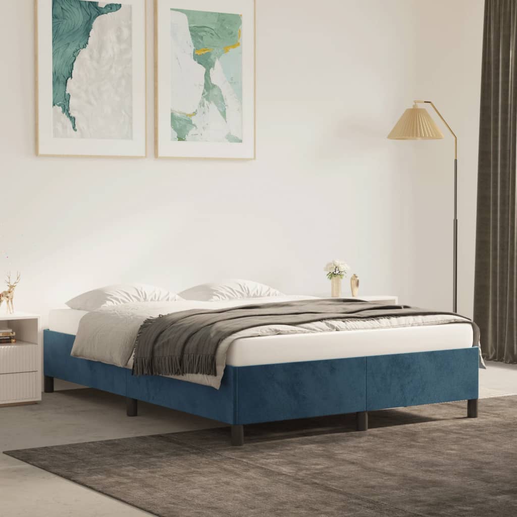 Giroletto Senza Materasso Blu Scuro 140x200 Cm Velluto