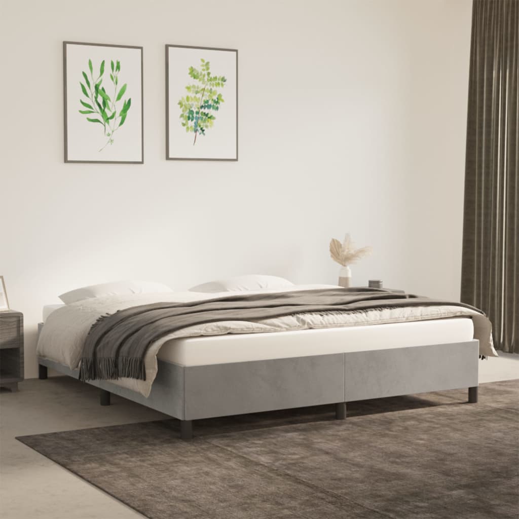 Giroletto Senza Materasso Grigio Chiaro 160x200 Cm Velluto
