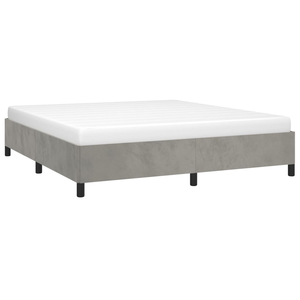 Giroletto Senza Materasso Grigio Chiaro 160x200 Cm Velluto - Image 3