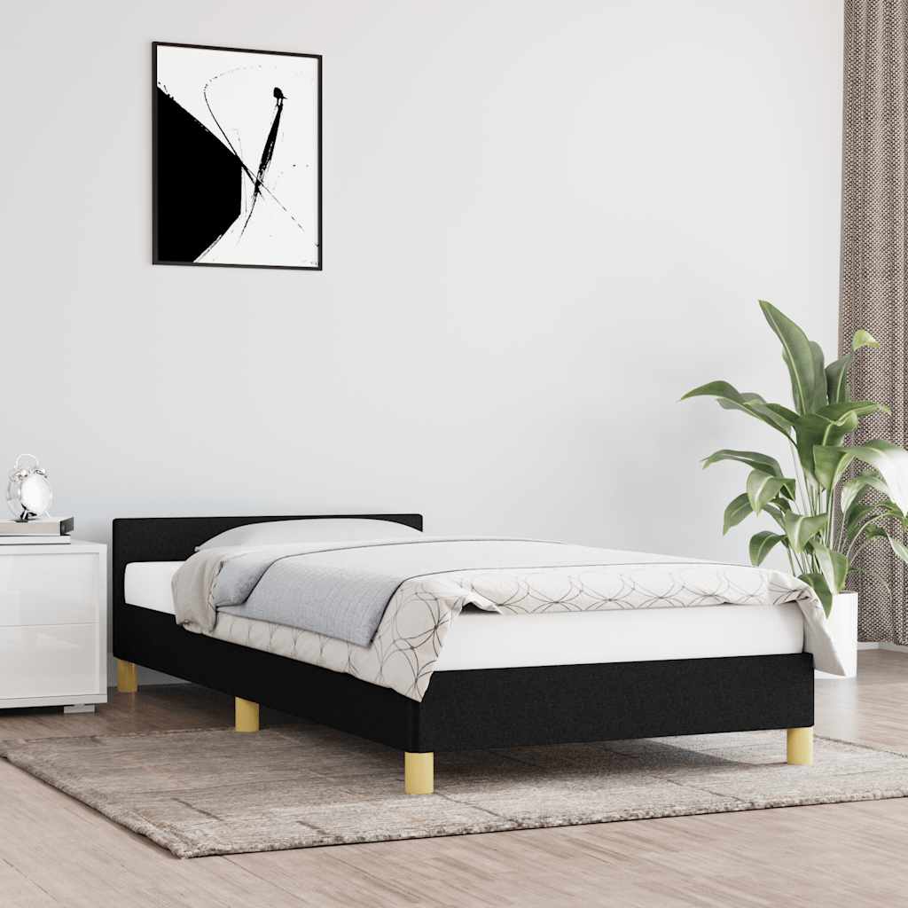Giroletto Con Testiera Senza Materasso Nero 90x190 Cm Tessuto