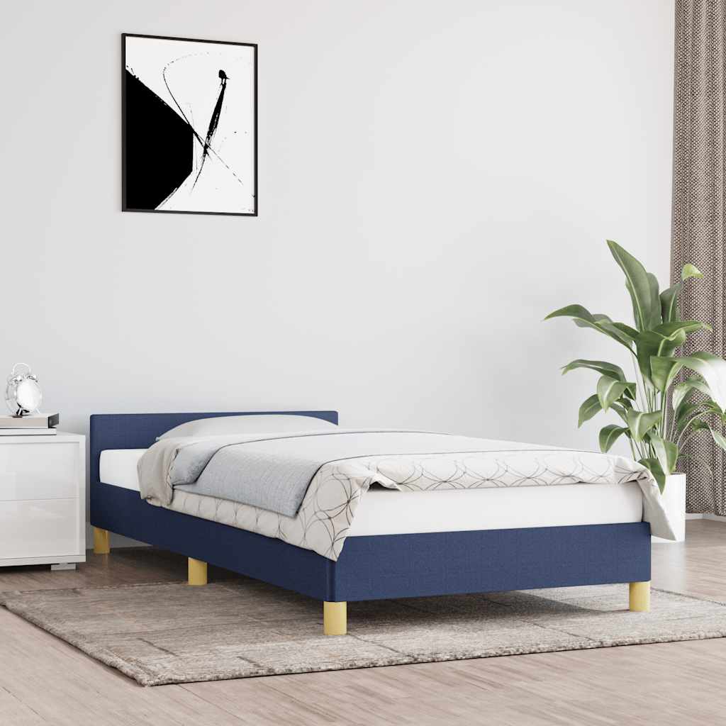 Giroletto Con Testiera Senza Materasso Blu 100x200 Cm Tessuto