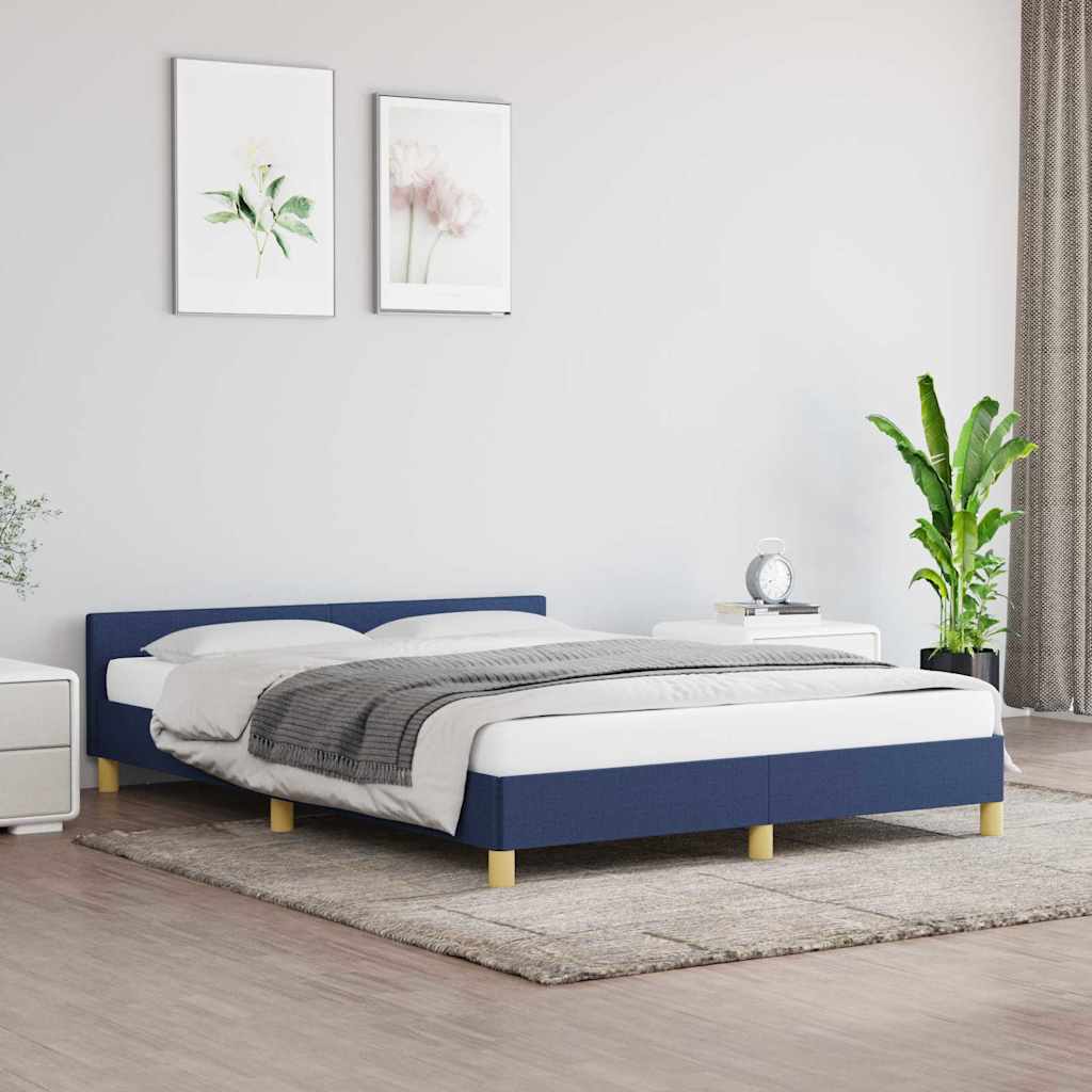 Giroletto Con Testiera Senza Materasso Blu 140x200 Cm Tessuto