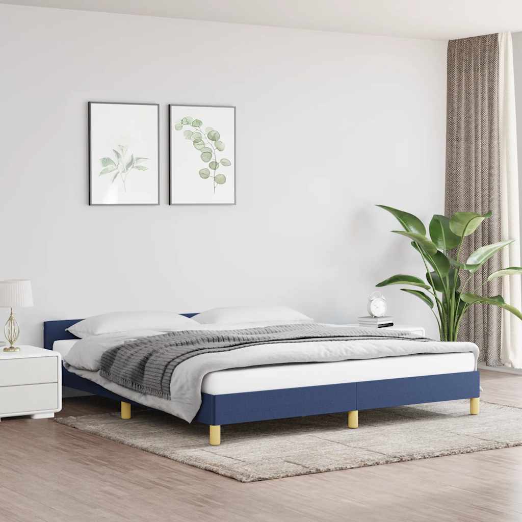 Giroletto Con Testiera Senza Materasso Blu 180x200 Cm Tessuto