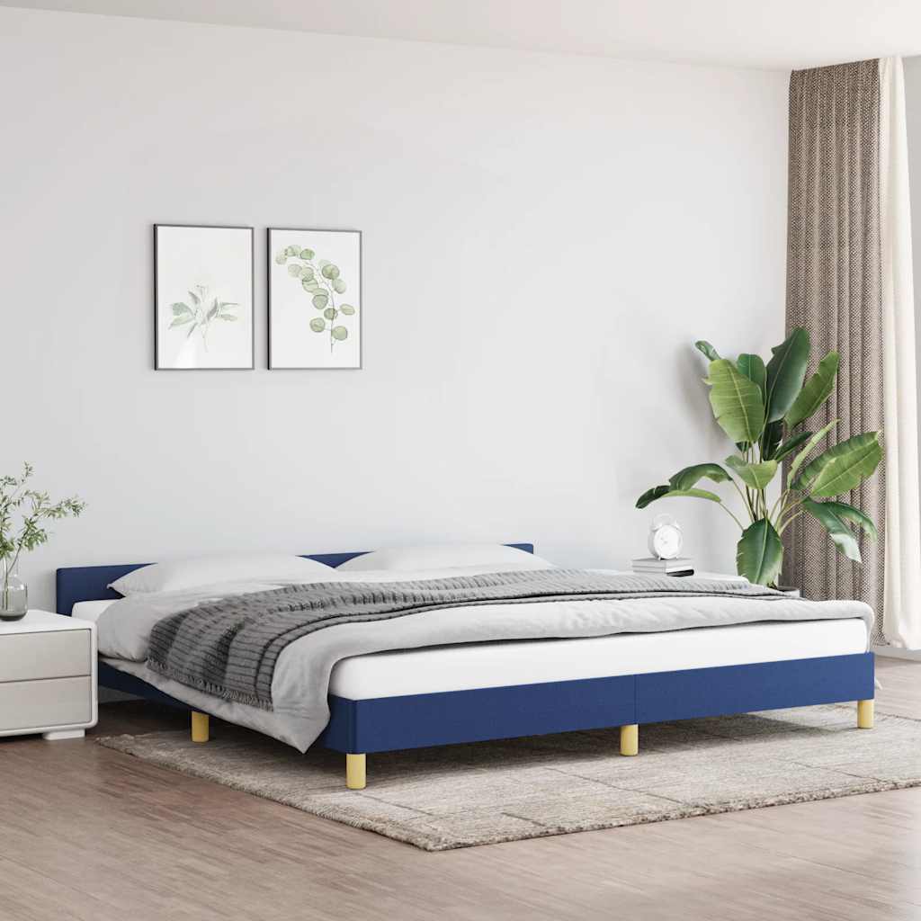 Giroletto Con Testiera Senza Materasso Blu 200x200 Cm Tessuto