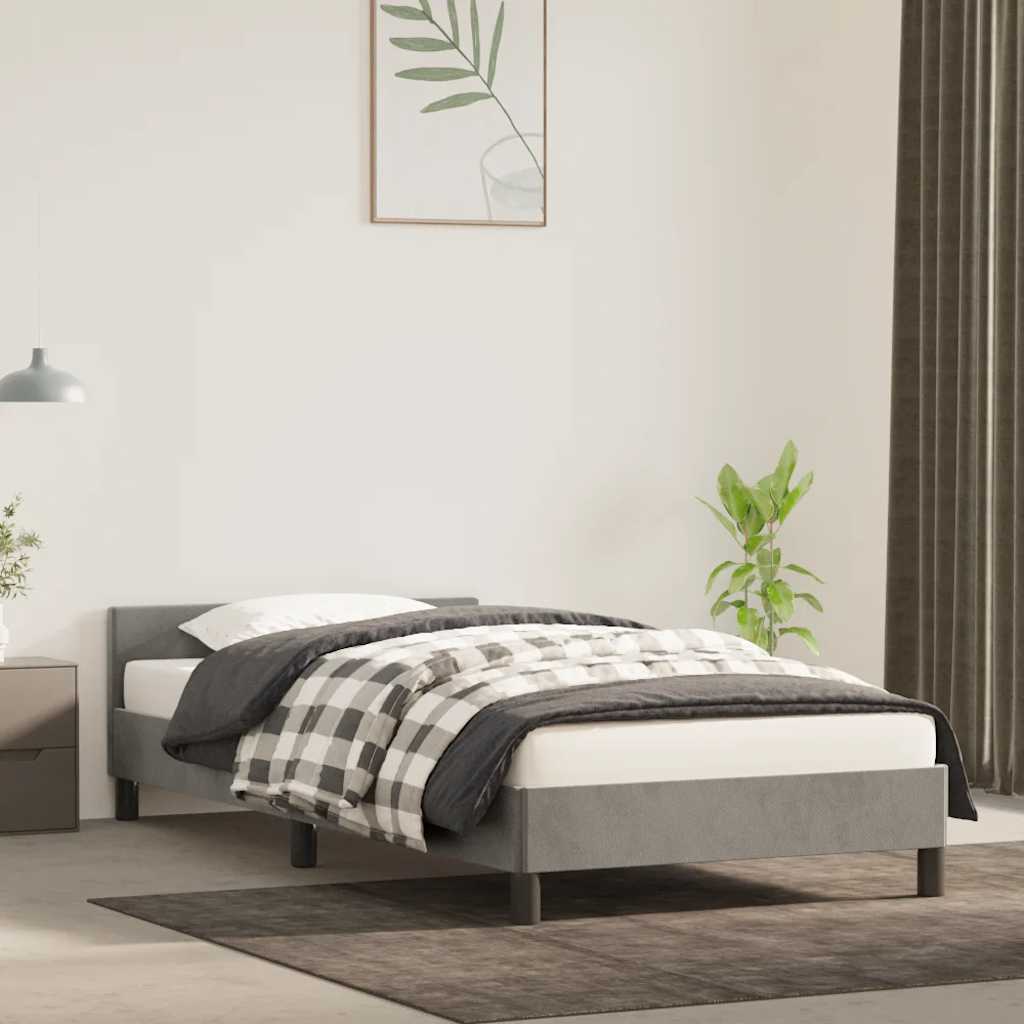 Giroletto Senza Materasso Grigio Chiaro 80x200 Cm Velluto