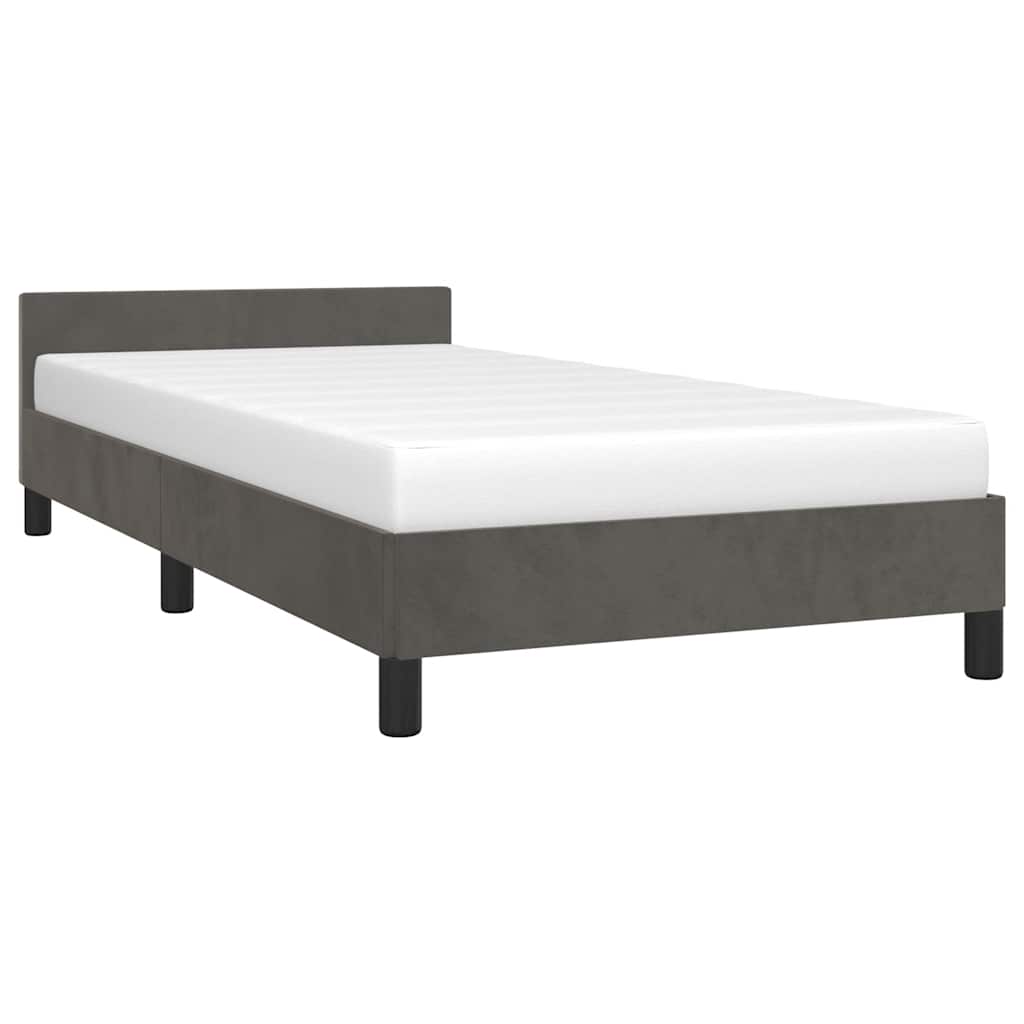 Giroletto Senza Materasso Grigio Scuro 80x200 Cm Velluto - Image 3