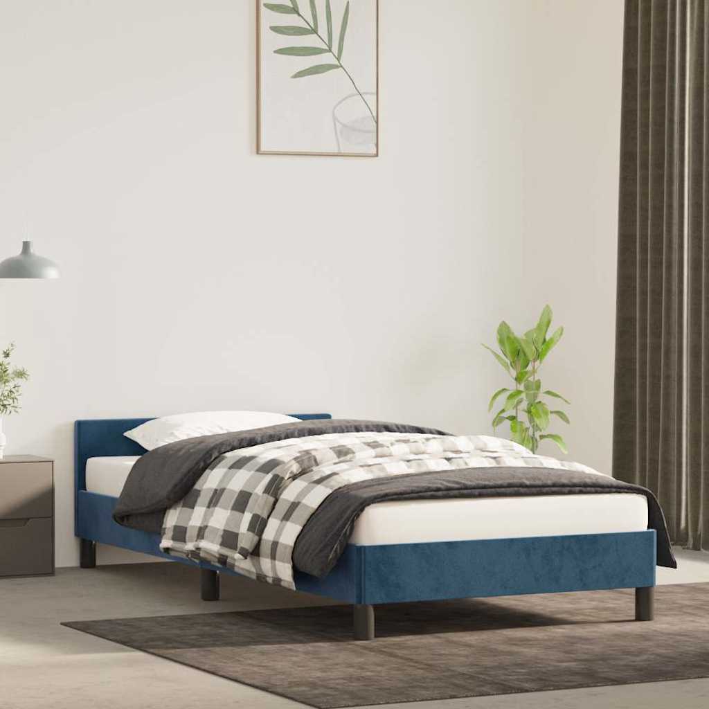 Giroletto Senza Materasso Blu Scuro 80x200 Cm In Velluto