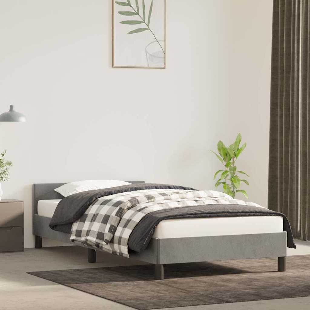 Giroletto Senza Materasso Grigio Chiaro 90x190 Cm Velluto
