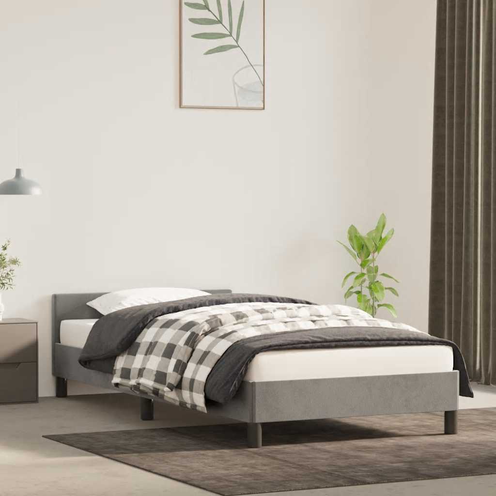 Giroletto Senza Materasso Grigio Chiaro 90x200 Cm Velluto