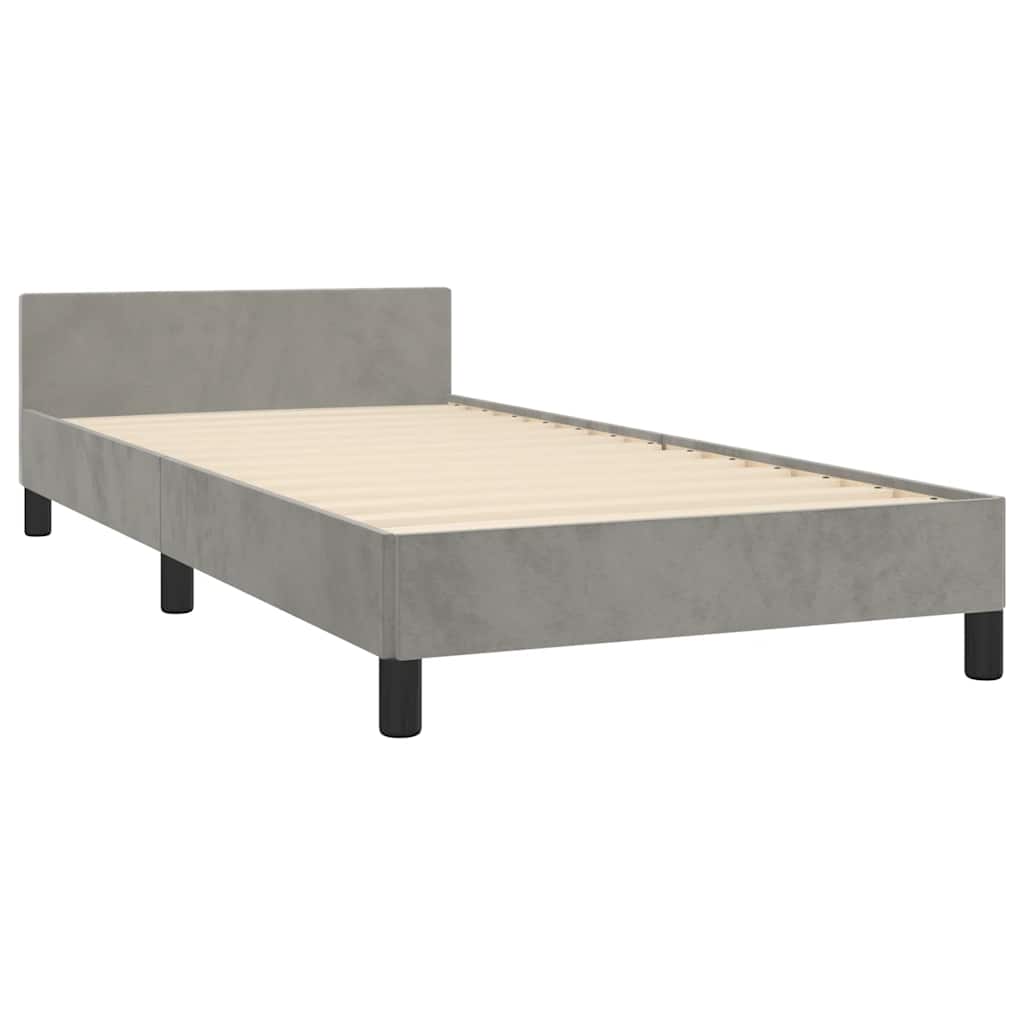 Giroletto Senza Materasso Grigio Chiaro 90x200 Cm Velluto - Image 4