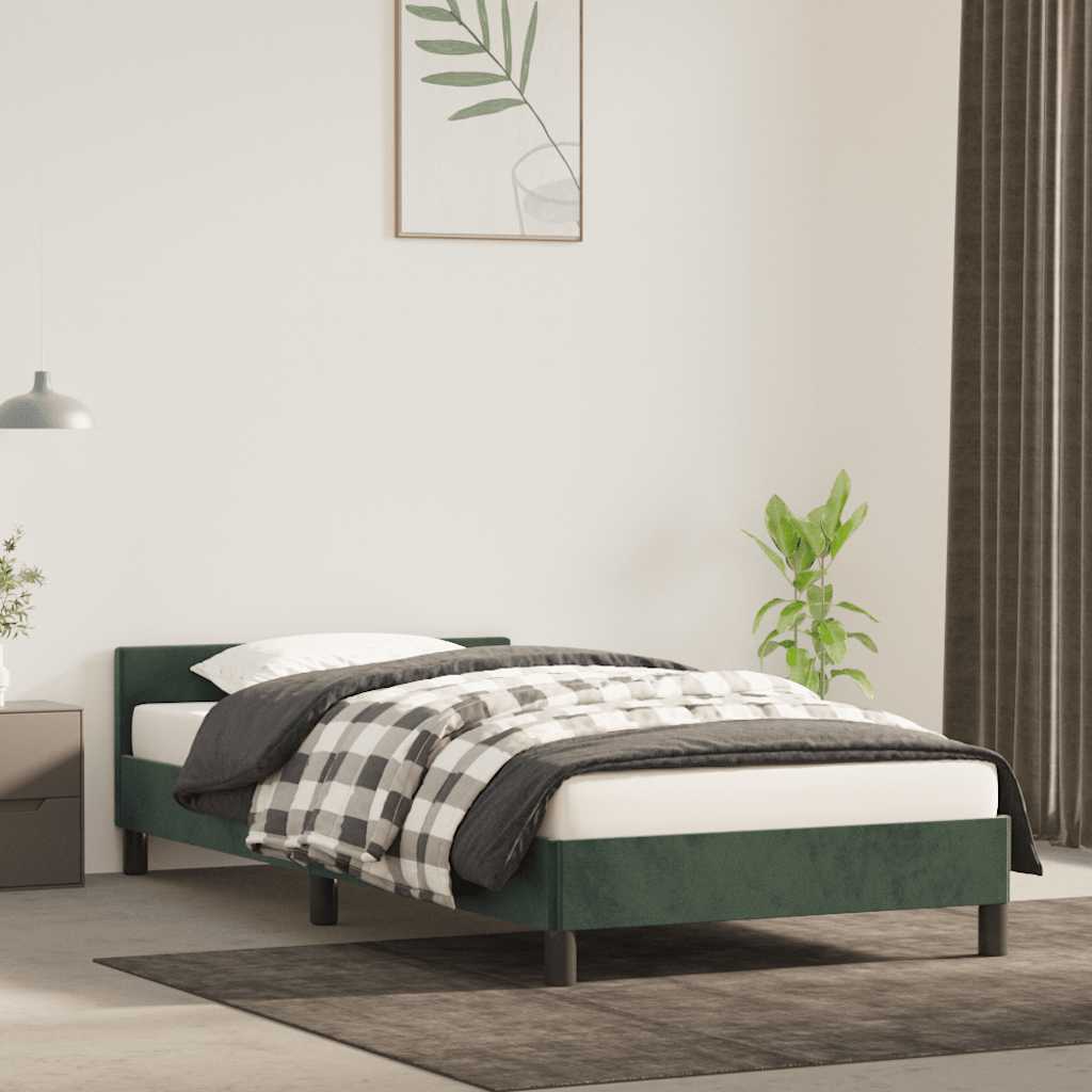 Giroletto Senza Materasso Verde Scuro 90x200 Cm In Velluto