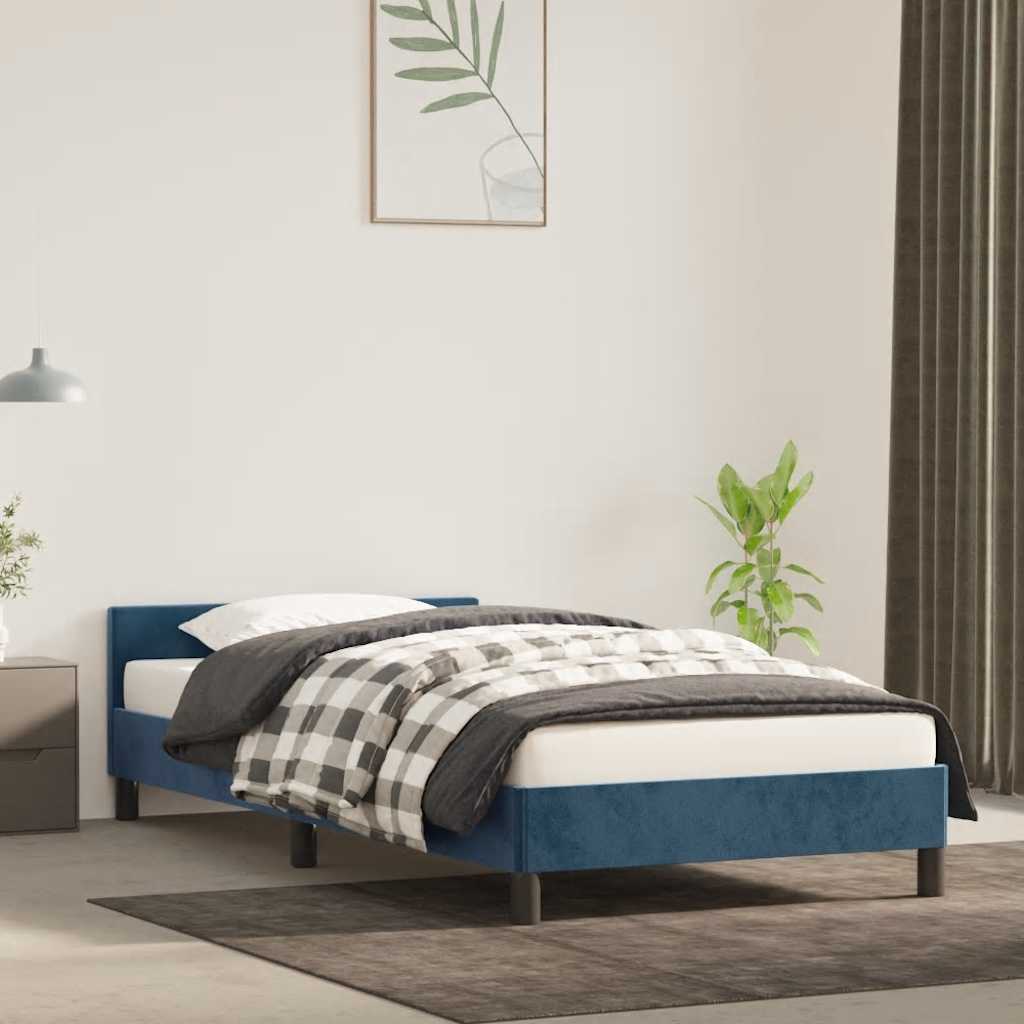 Giroletto Senza Materasso Blu Scuro 90x200 Cm In Velluto