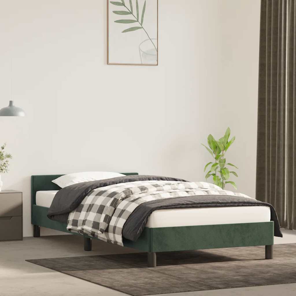Giroletto Senza Materasso Verde Scuro 100x200 Cm In Velluto