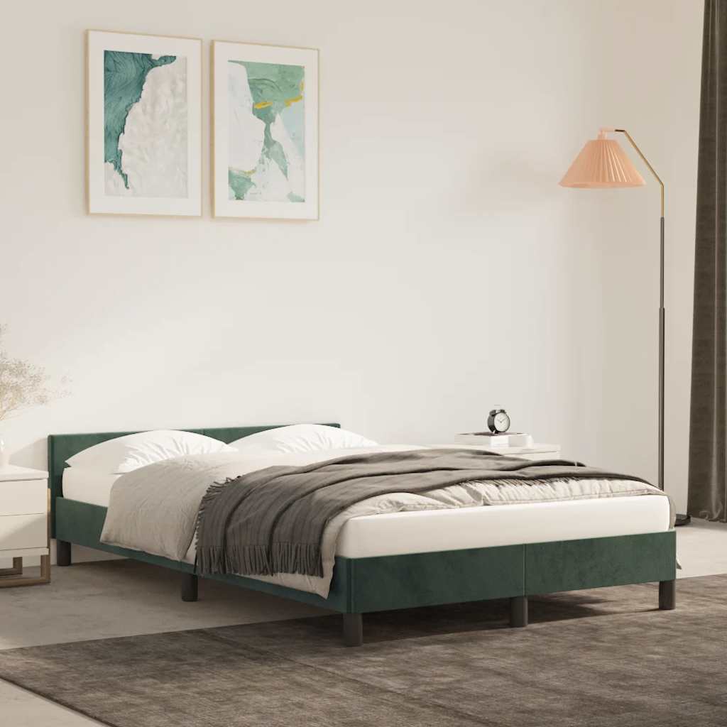 Giroletto Senza Materasso Verde Scuro 120x200 Cm In Velluto