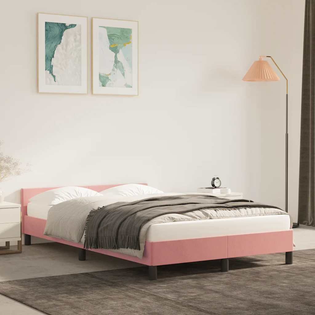 Giroletto Con Testiera Senza Materasso Rosa 120x200 Cm Velluto