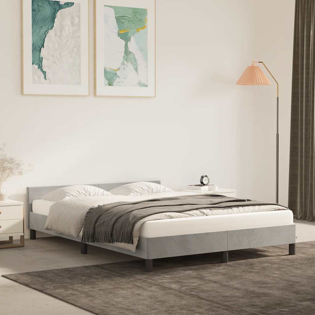 Giroletto Senza Materasso Grigio Chiaro 140x190 Cm Velluto