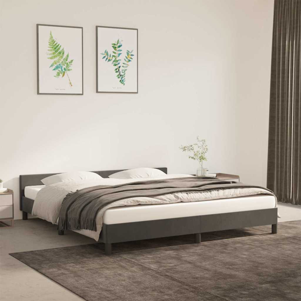 Giroletto Senza Materasso Grigio Scuro 180x200 Cm Velluto